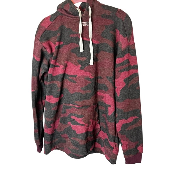 Pink Bling Victoria Secret Hoodie Women S Maroon Sherpa Campus - Picture 1 of 9